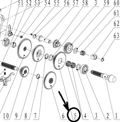 Шестерня A входного вала КПП для WM1100